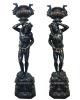 Pair of 19th C. Italian Ebonized & Polychrome Wood Blackamoor Figures by Unknown